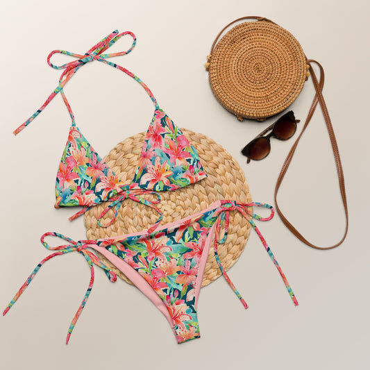 Bright Tropical Watercolor String Bikini
