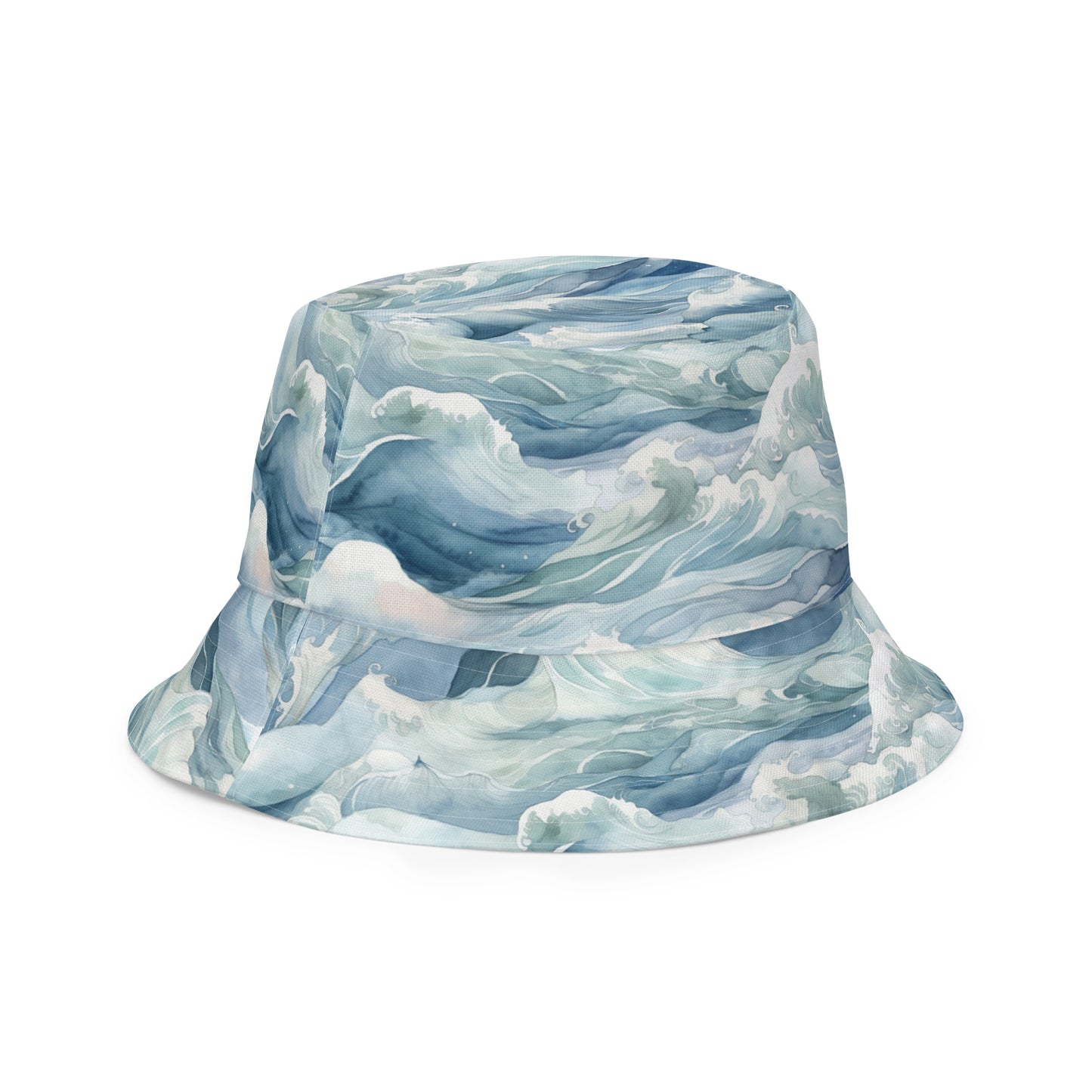 Watercolor Ocean & Seashells Reversible Bucket Hat