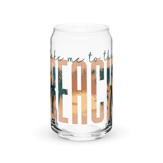 Take Me to the Beach Can-Shaped Glass