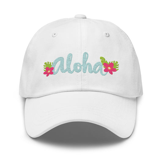 Aloha Vibes: Tropical Flower Embroidered Dad Hat