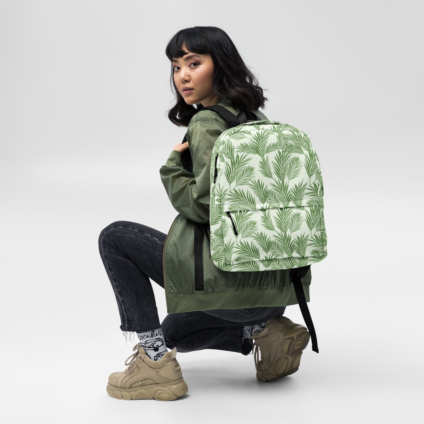 Green Palm Leaves Backpack