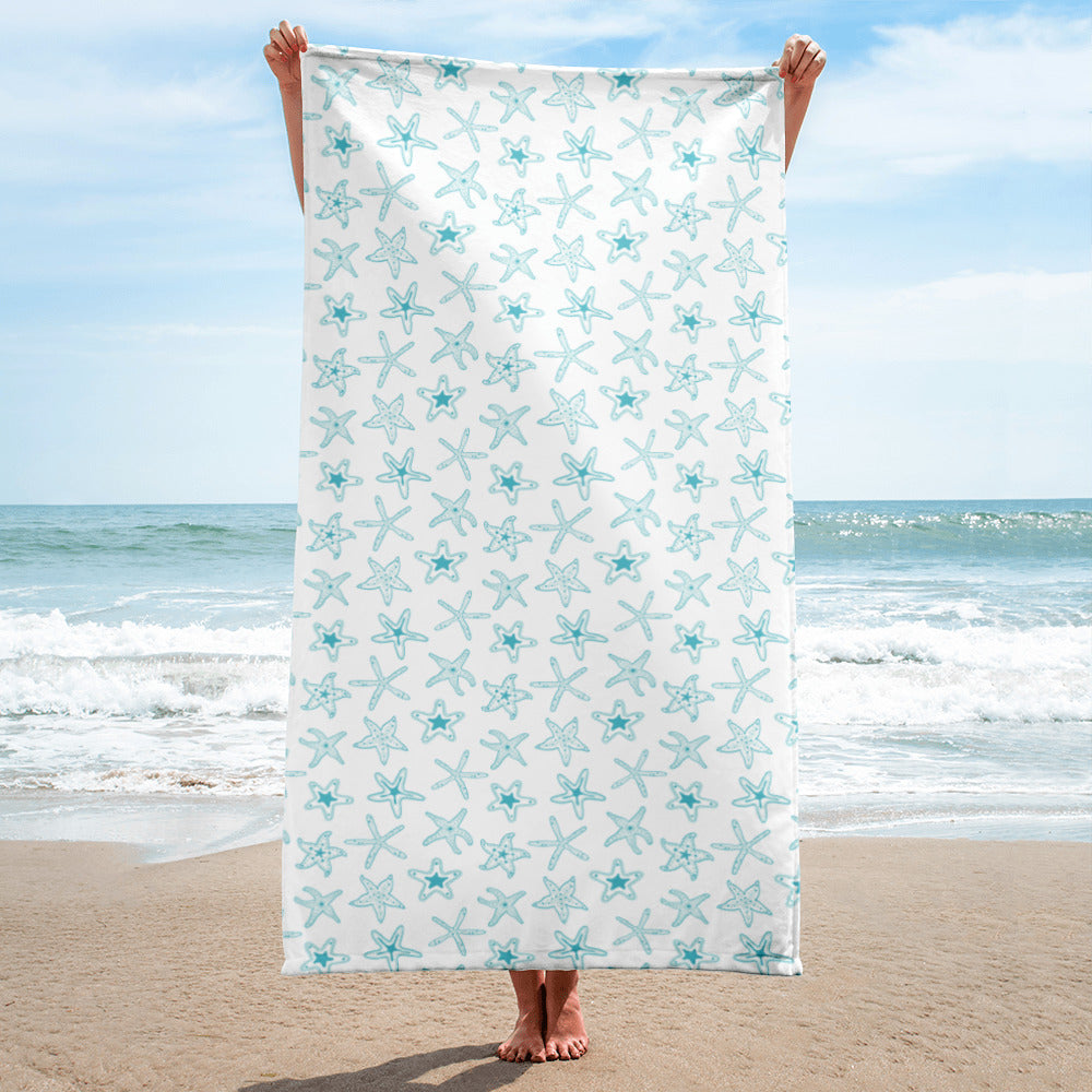 Blue Starfish Beach Towel
