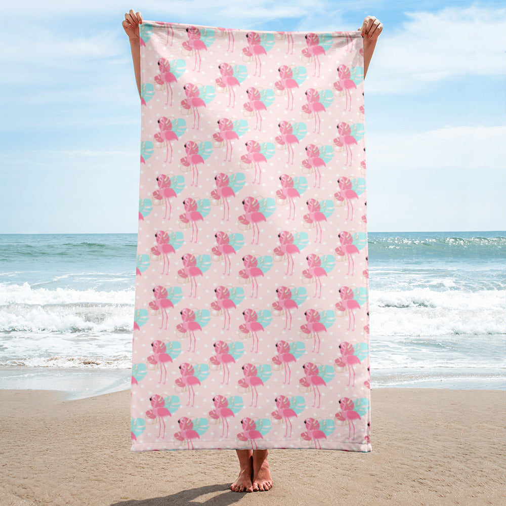 Pretty in Pink Flamingo Beach Towel
