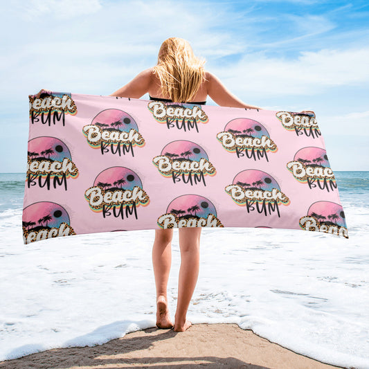 Beach Bum Leopard Print Sunset Beach Towel