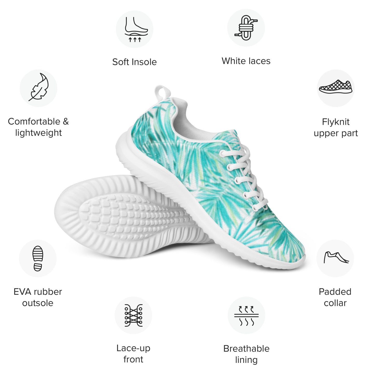 Watercolor Palm Leaves Women's Athletic Shoes